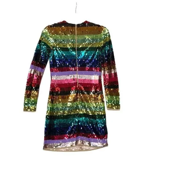 Mac Duggal 93724 Rainbow Sequin Long Sleeve Mini Cocktail Dress2
